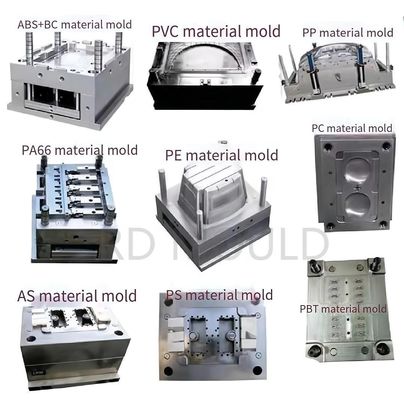 Molde de injecção de plástico personalizado com construção de aço a óleo para materiais ABS/PP/PS/PE/PVC/PA6/PA66 e design de cavidades múltiplas